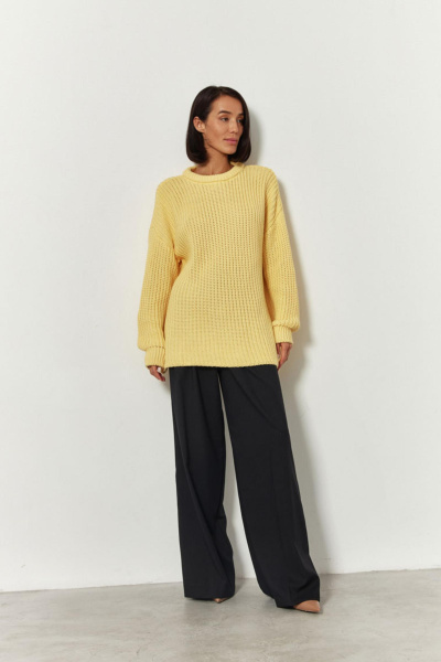 Свитер крупной вязки из хлопка (one size, лимонный) 2174